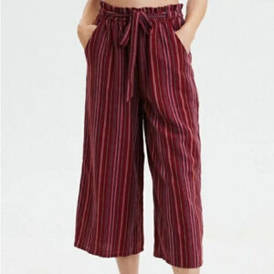 American Eagle • Striped Paperbag Waist Culottes Linen Blend